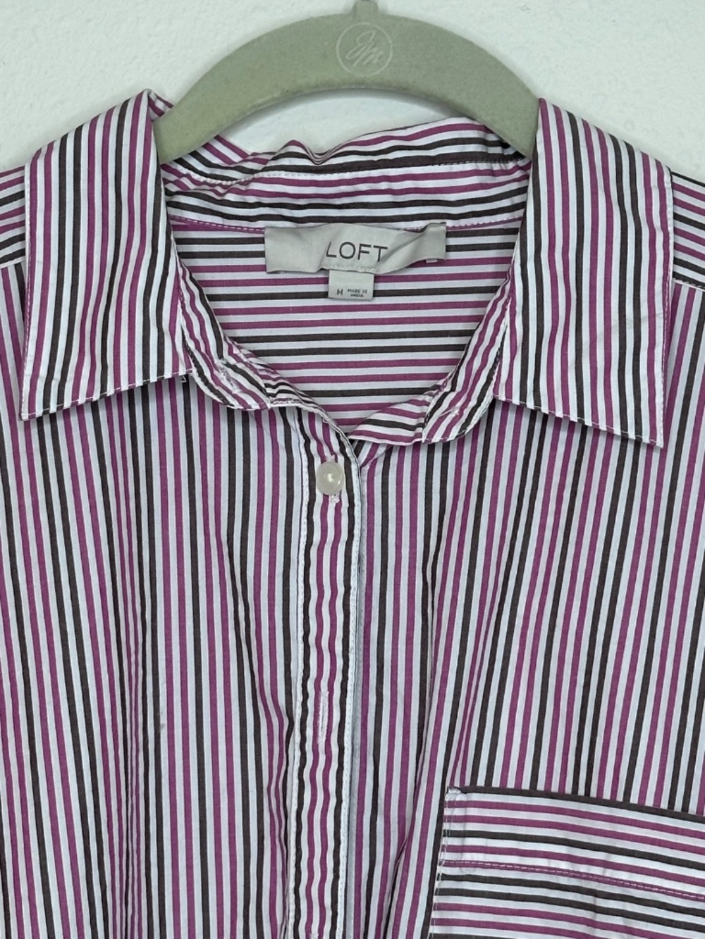 Ann Taylor LOFT  Striped Cotton Poplin Everyday Oversized Shirt, Size Medium - Picture 4 of 8